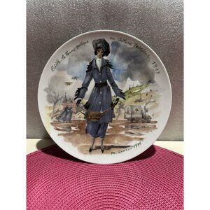 Decorative Limoges Porcelain Plate Featuring Edith La Femme Pratique In Costume